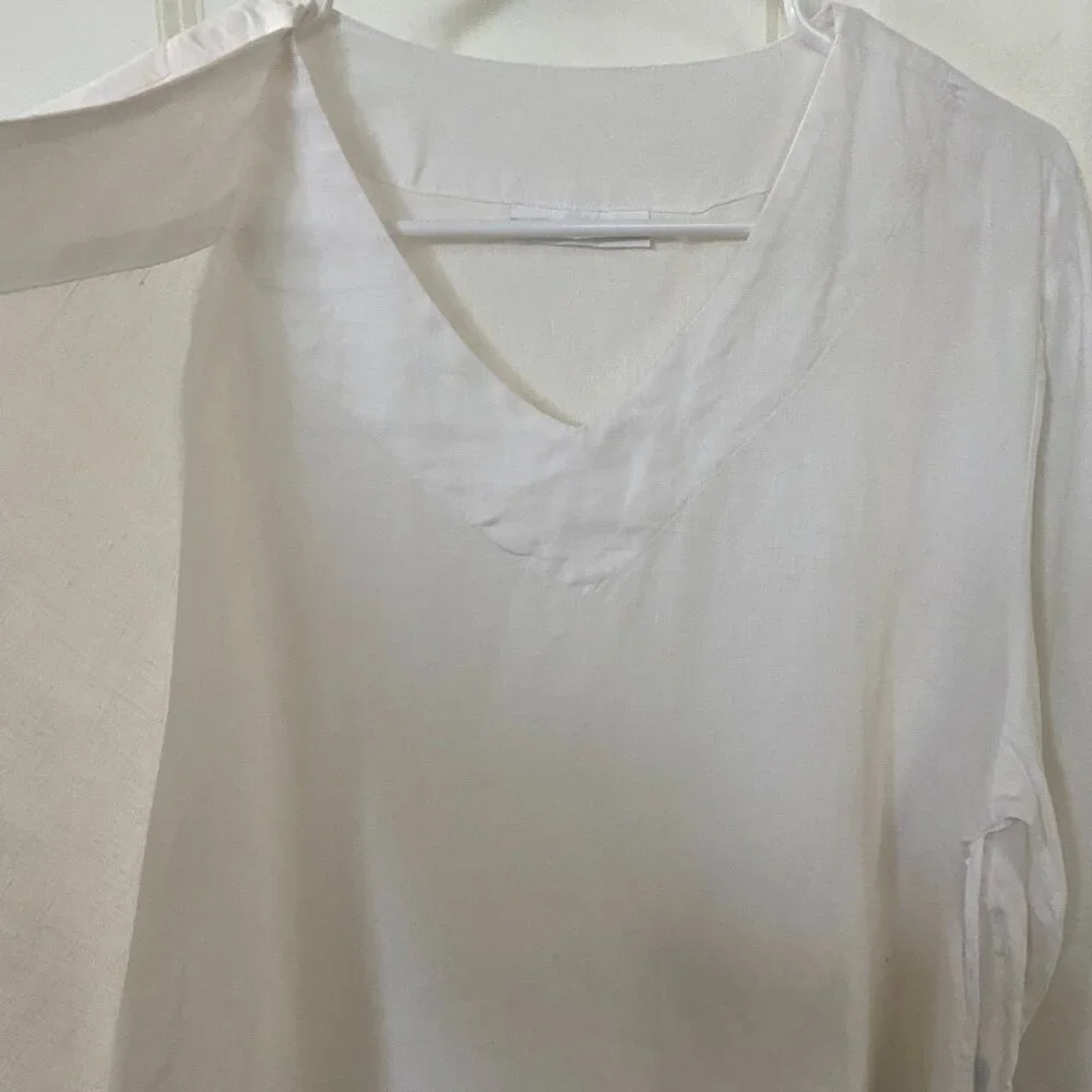bryn Walker White Wrap-Style Linen Blend Blouse - Picture 4 of 8